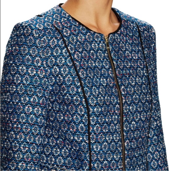 DVF Diane Von Furstenberg Jacket Size 6 Blue White Black Metallic - Picture 14 of 15